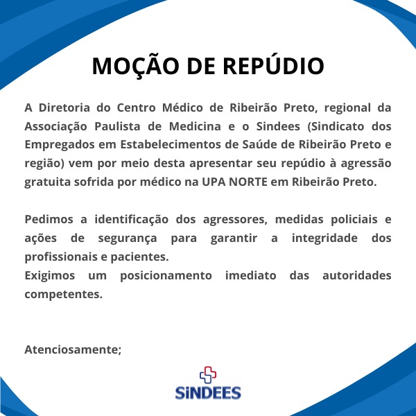 Sindees apoia moção de repúdio à violência em UPA de Ribeirão Preto