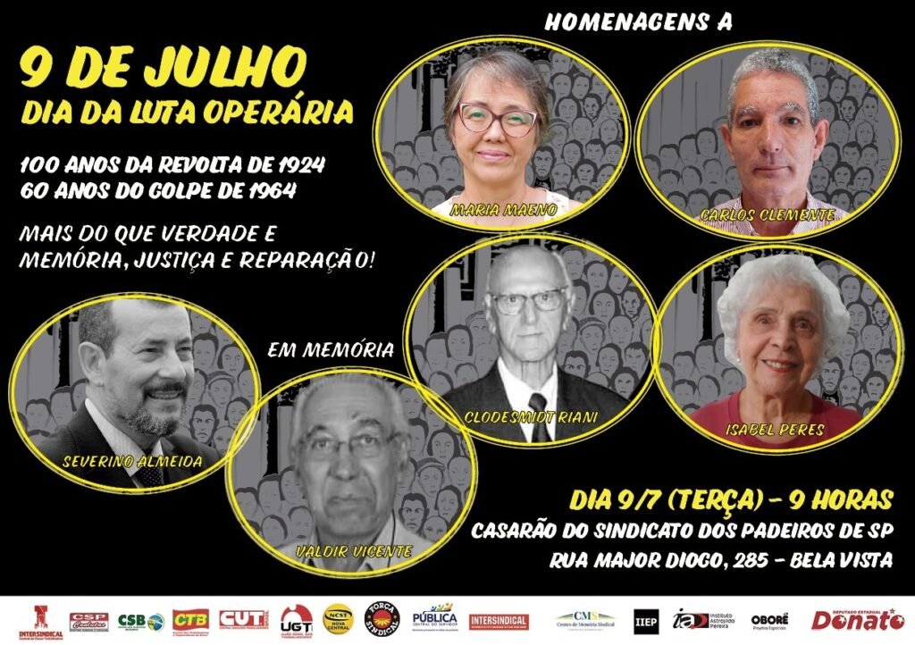 Centrais realizam evento sobre Dia da Luta Operária em 9 de julho