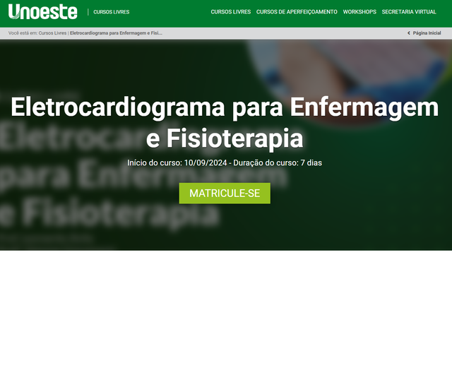 Unoeste Jaú oferece curso "Eletrocardiograma para Enfermagem e Fisioterapia"