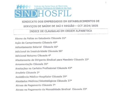 Sindsaúde Jaú fecha Convenção com Sindhosfil com reajuste de 3,70%