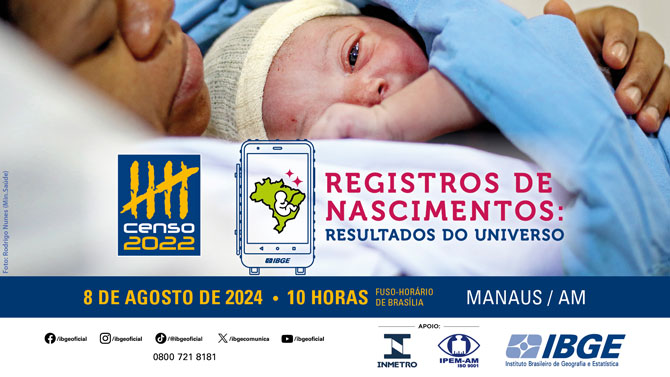IBGE divulga nesta quinta (08/08) dados nacionais inéditos do Censo 2022: Registros de Nascimentos