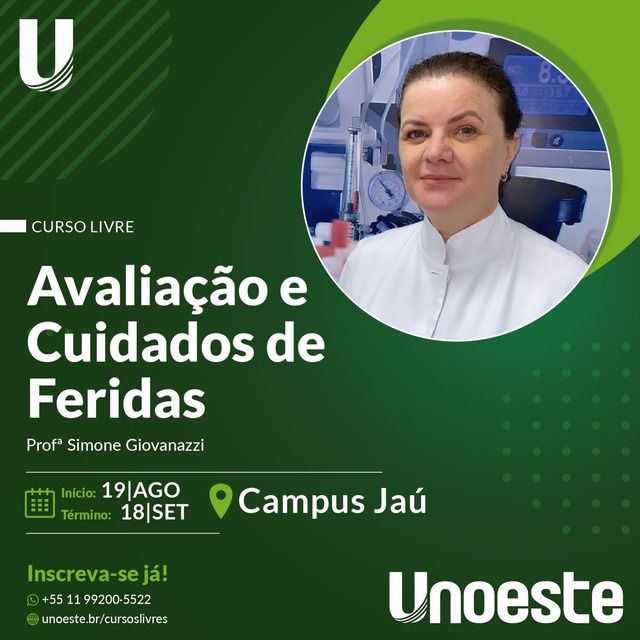 Unoeste Jaú oferece curso completo sobre avaliação e cuidados com feridas: nova turma