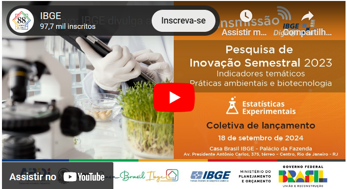Assista ao vivo nesta quarta-feira (18) a divulgação da PINTEC Semestral: Práticas ambientais e biotecnologia