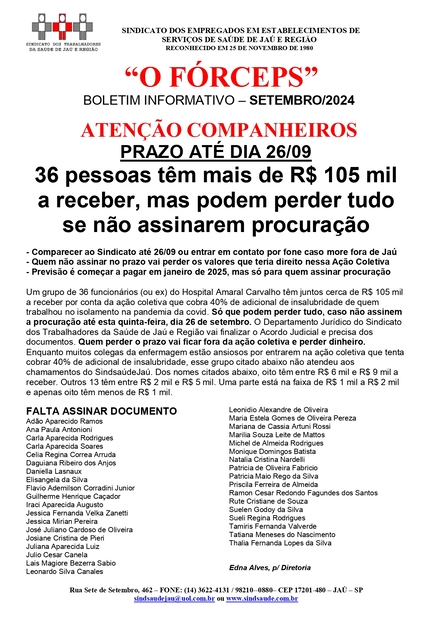 Ação coletiva em Jaú ainda tem R$ 105 mil para pagar a 36 pessoas e prazo está terminando