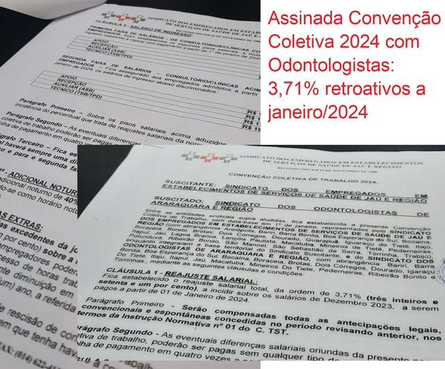 Jaú assina Convenção Coletiva 2024 com Odontologistas: 3,71% retroativos a janeiro