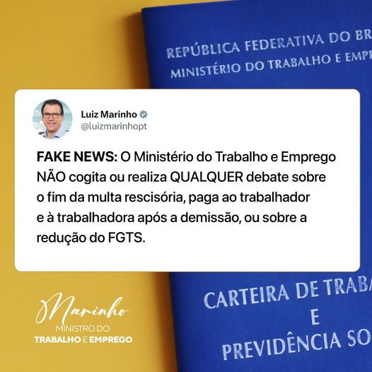 Ministro do Trabalho desmente mudanças no seguro-desemprego e no FGTS