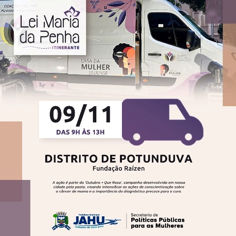 Lei Maria da Penha Itinerante vai à Potunduva no dia 9