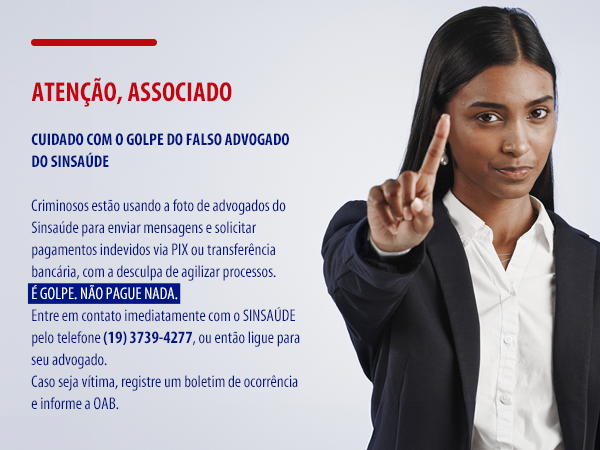  ALERTA: criminosos usam fotos de advogados do Sinsaúde para aplicar golpe