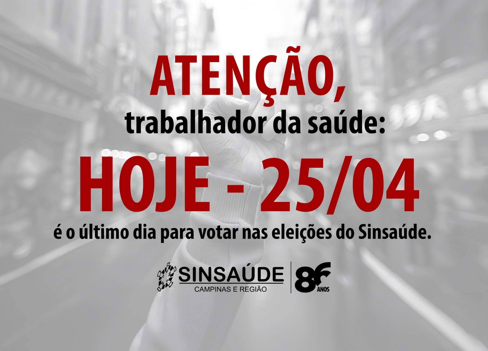 Atenção, trabalhador da saúde: hoje é o último dia para votar nas eleições do Sinsaúde