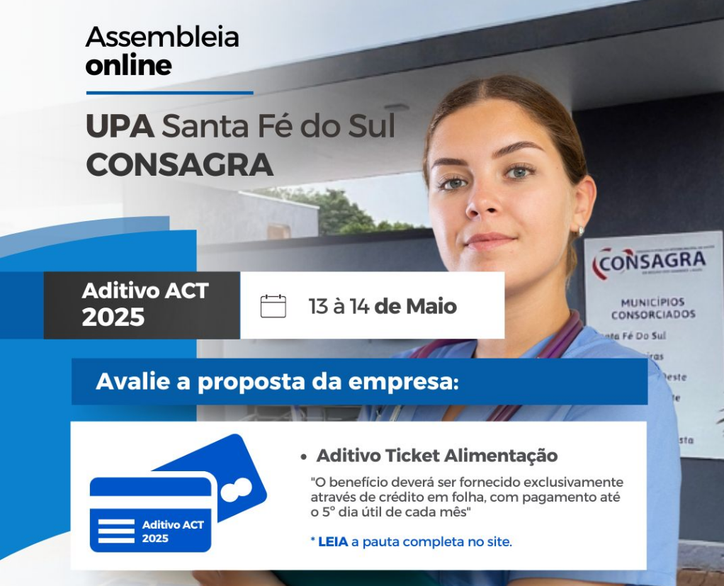 Assembleia on line na UPA Santa Fé do Sul começa hoje