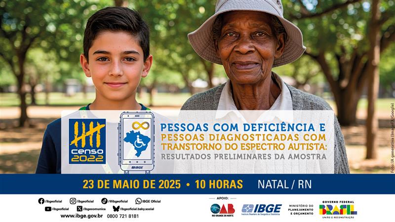 IBGE divulgará resultados do Censo 2022 para pessoas com deficiência e pessoas diagnosticadas com transtorno do espectro autista