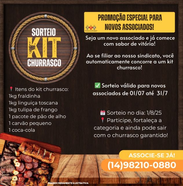  Campanha de sindicalização sorteia kit churrasco e premia sócio que indicar novos associados