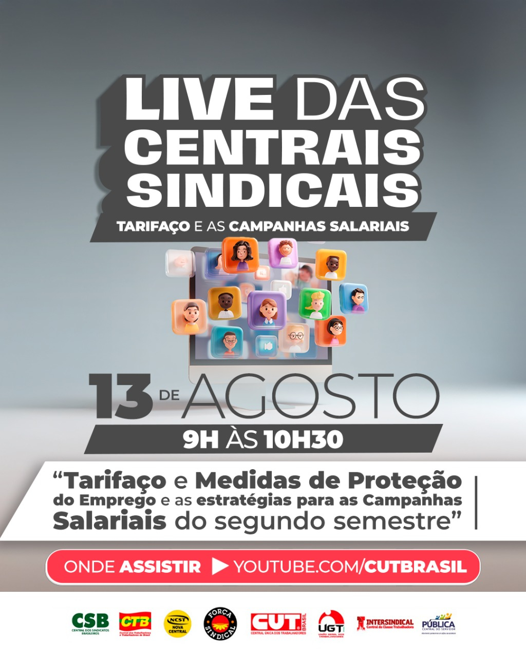 UGT participa de live das Centrais Sindicais sobre tarifaço e campanhas salariais