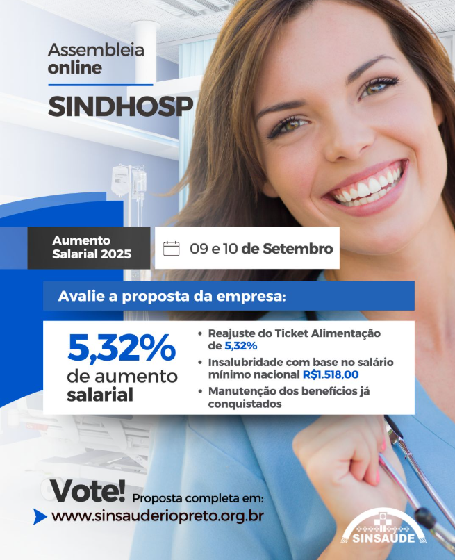 Rio Preto convoca para assembleia de campanha salarial do Sindhosp
