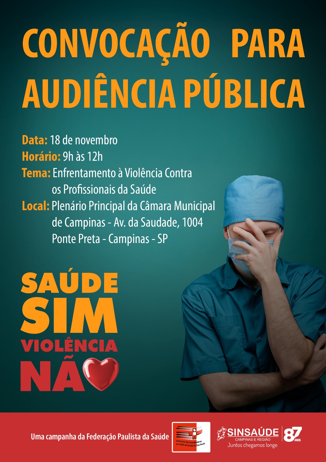 Câmara de Campinas realiza audiência pública sobre violência contra trabalhadores da Saúde