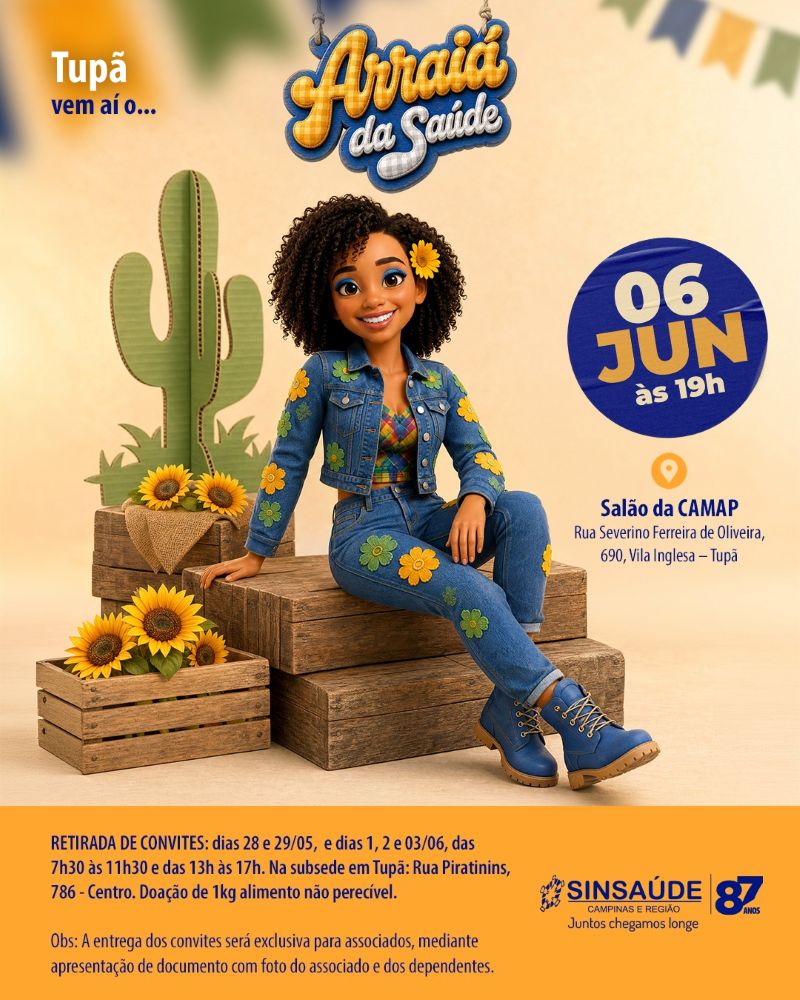 Tupã abre a temporada de festas juninas do Sinsaúde no dia 6 de junho