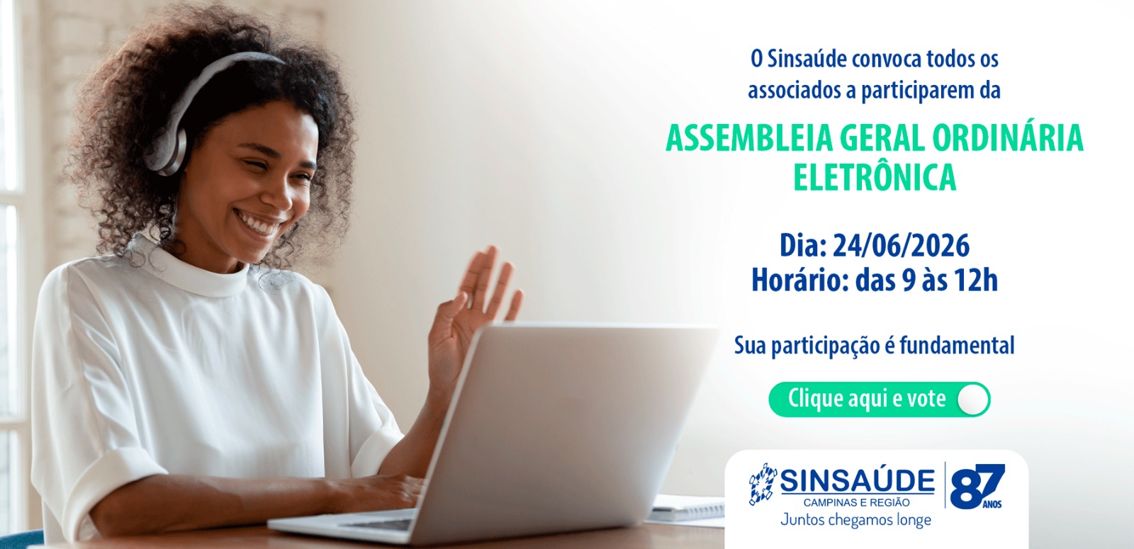 Sinsaúde convoca associados para assembleia virtual dia 24/06