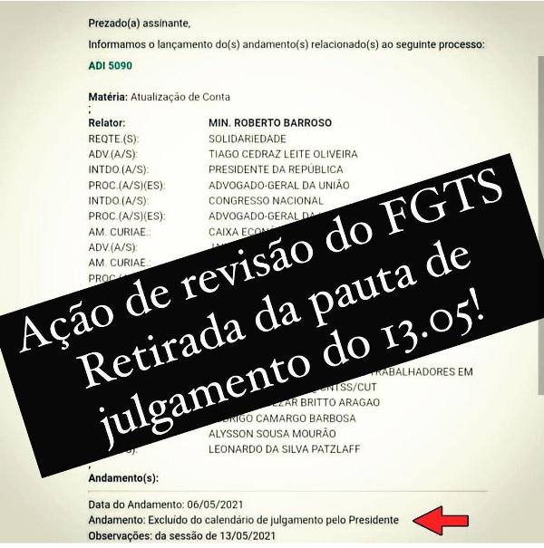STF retira de pauta julgamento da ação de revisão do FGTS