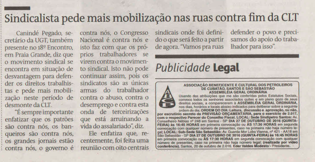 Diário do Litoral - 20/10/2016