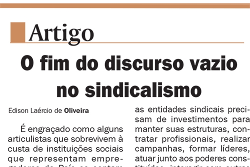 Jornal DHOJE - Artigo: O fim do discurso vazio no sindicalismo