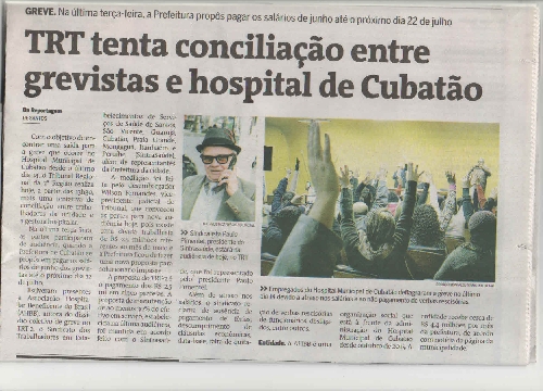 TRT tenta conciliação entre grevistas e hospital de Cubatão
