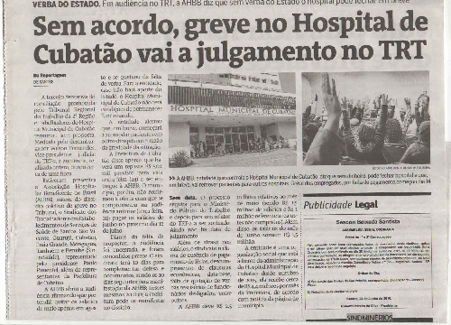 Sem acordo, greve no Hospital de Cubatão vai a julgamento no TRT