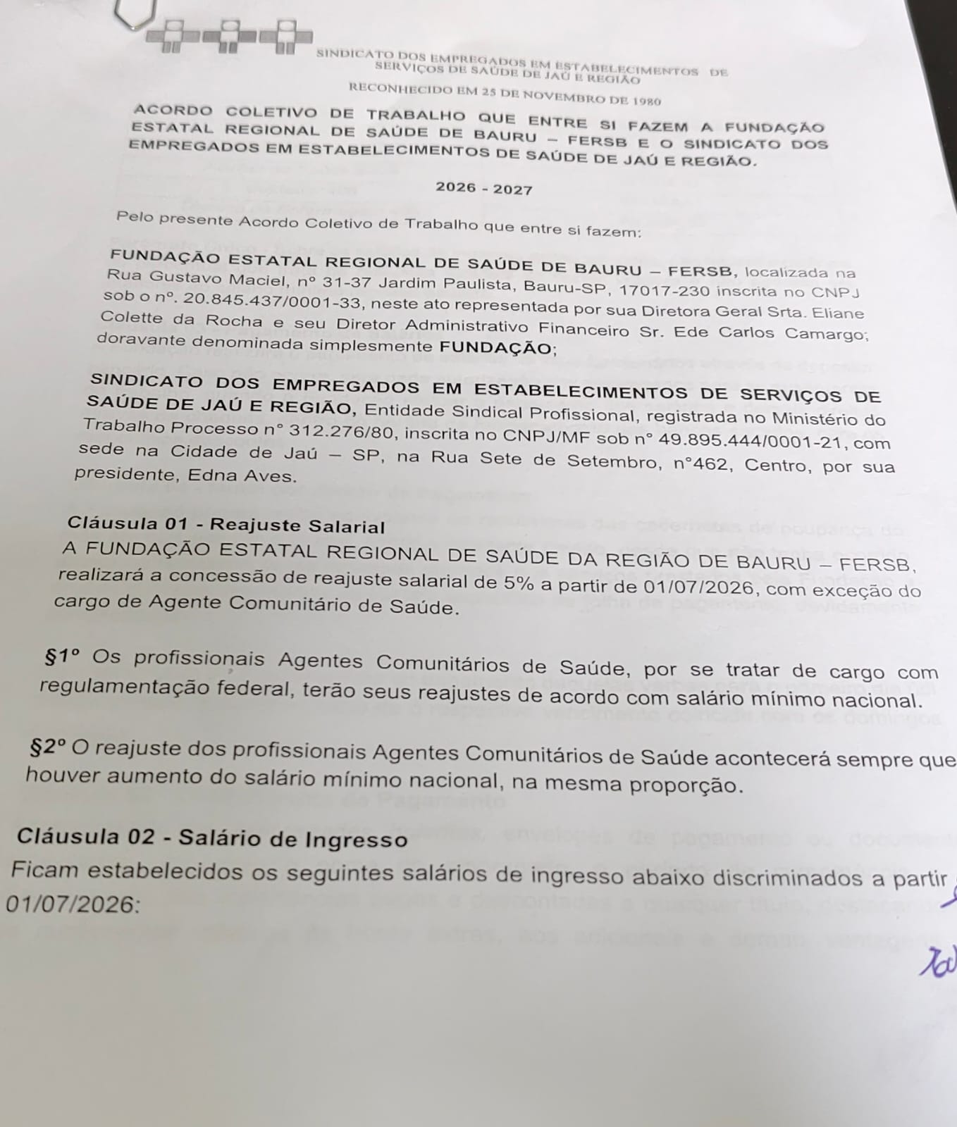 Acordo Coletivo da FERSB já está disponível no site do SindsaúdeJaú