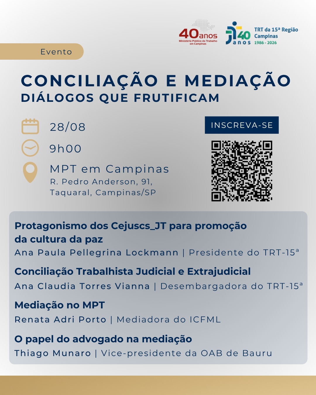 MPT organiza seminário sobre conciliação e mediação